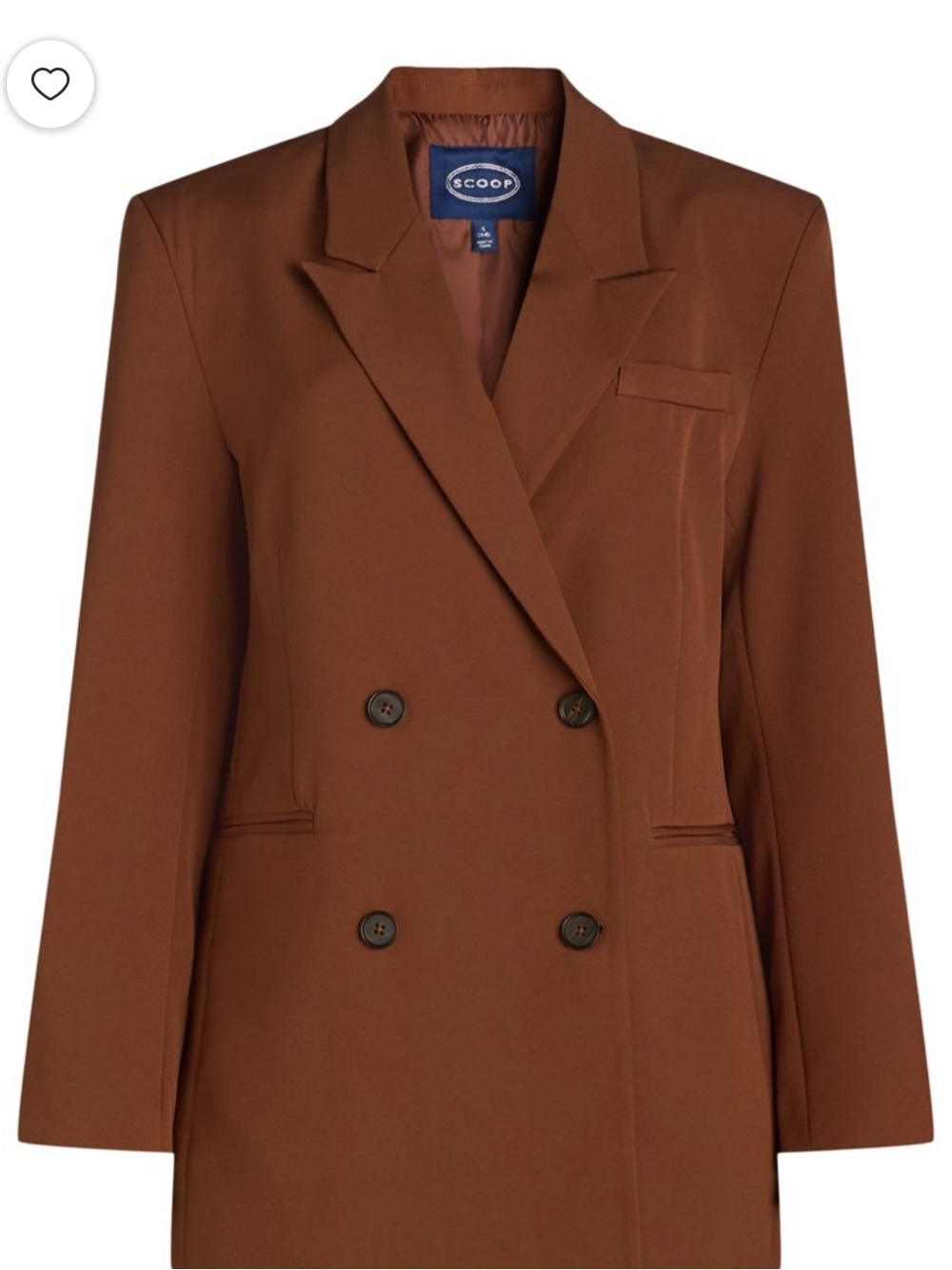 Scoop Tailored Double-Breasted Brown Blazer